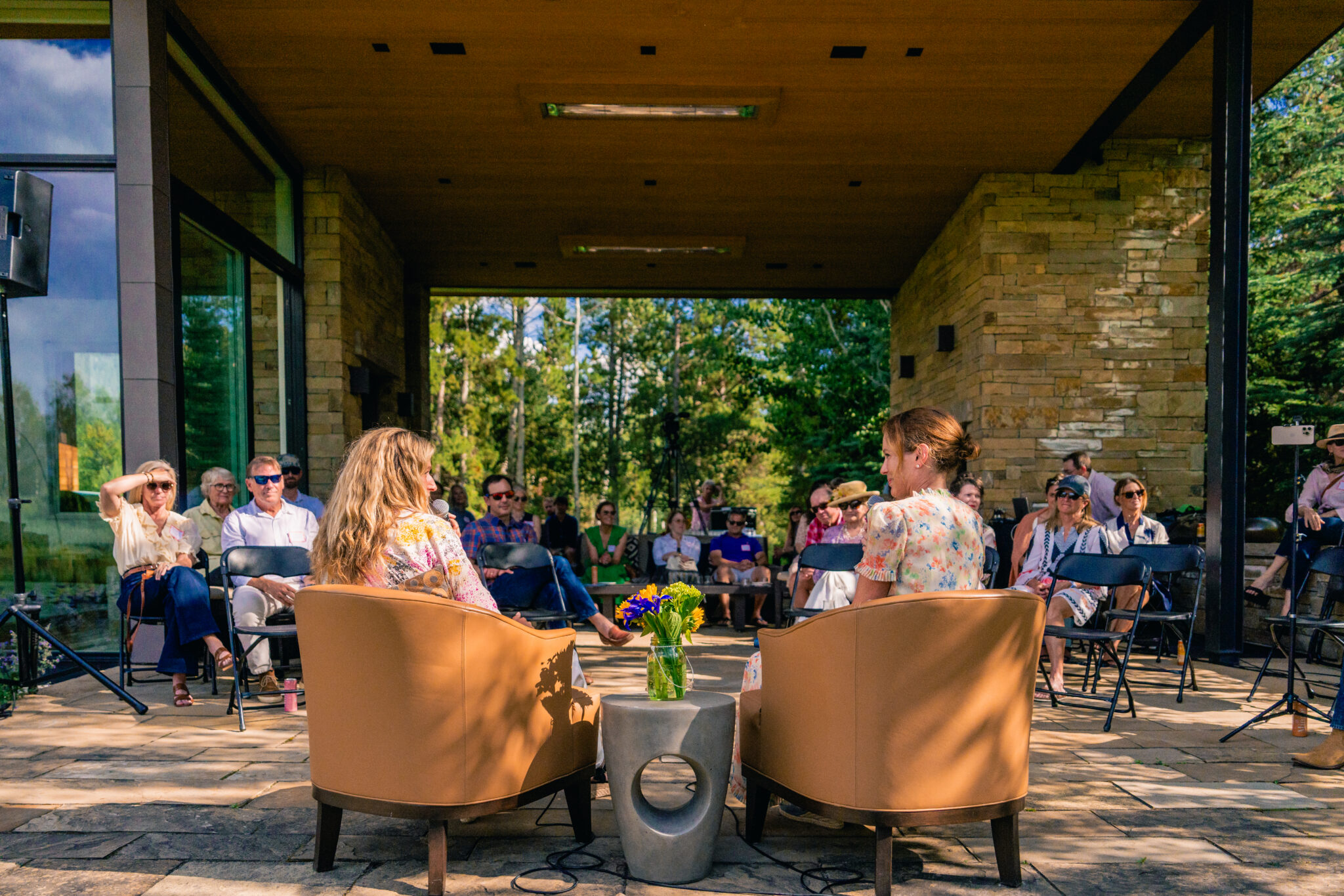 Jennifer Griffith speaking on a panel outdoors in Jackson, WY.