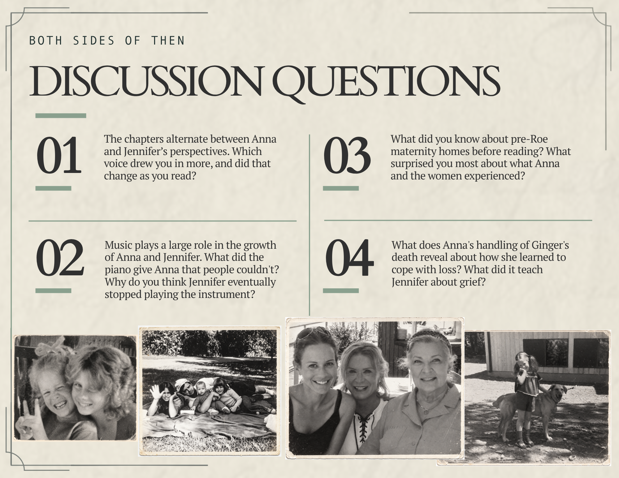 Book club kit page from Both Sides of Then.